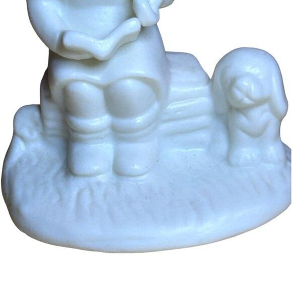 Little Girl with Umbrella + Puppy Dog Reading Book Whimsical Porcelain Figurine - Picture 7 of 11